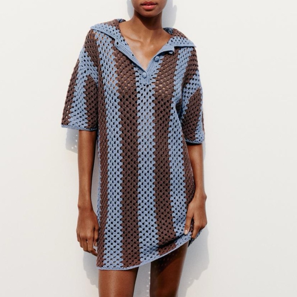 Zara crochet knit polo dress limited dress